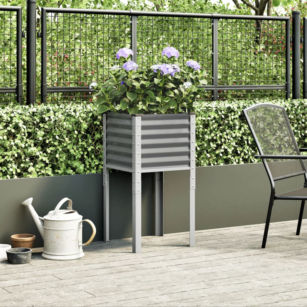 vidaXL Jardinière Gris 45x45x88 cm Acier