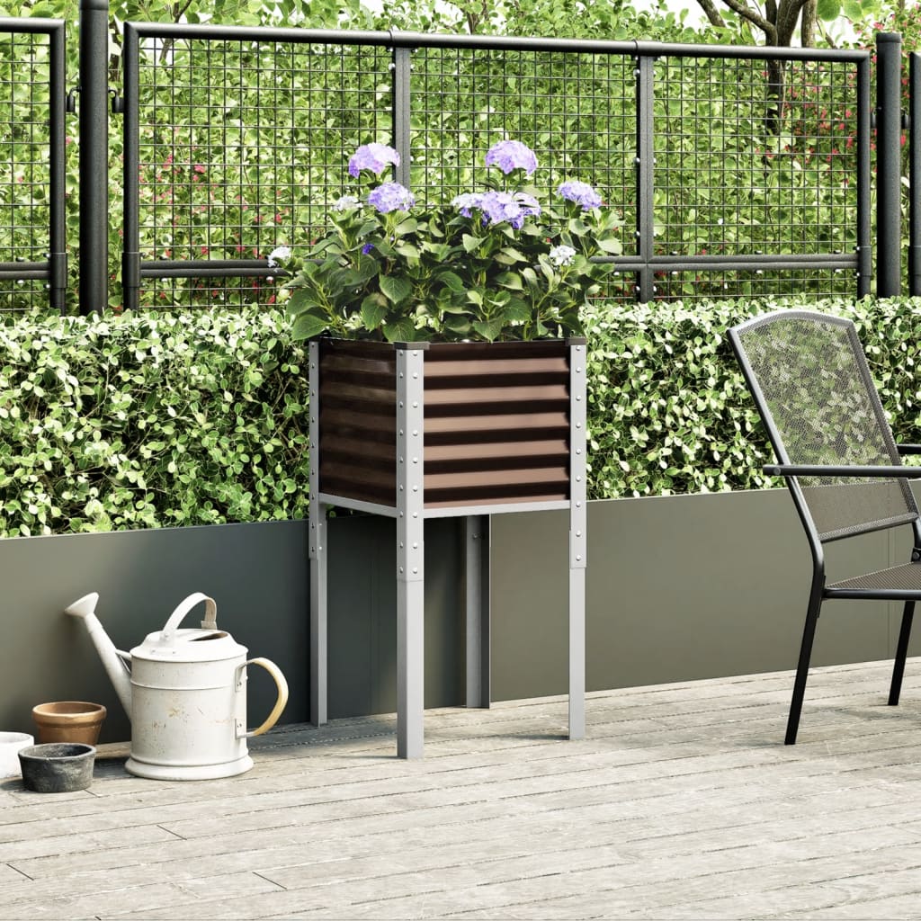 vidaXL Garten-Pflanzgefäß Braun 45 x 45 x 88 cm Stahl