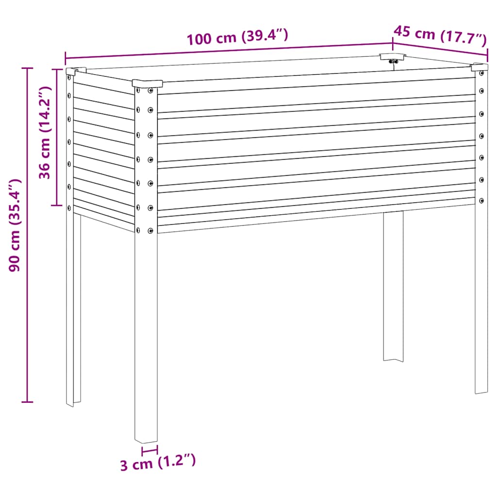 vidaXL Garten-Pflanzgefäß Grün 100 x 45 x 90 cm Stahl