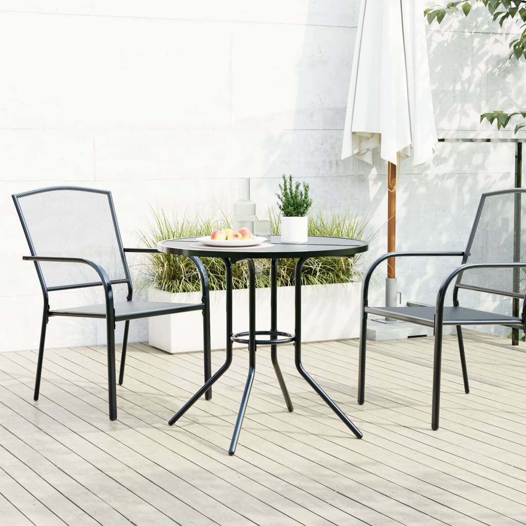 vidaXL Terrassentisch Rund Anthrazit Pulverbeschichteter Stahl