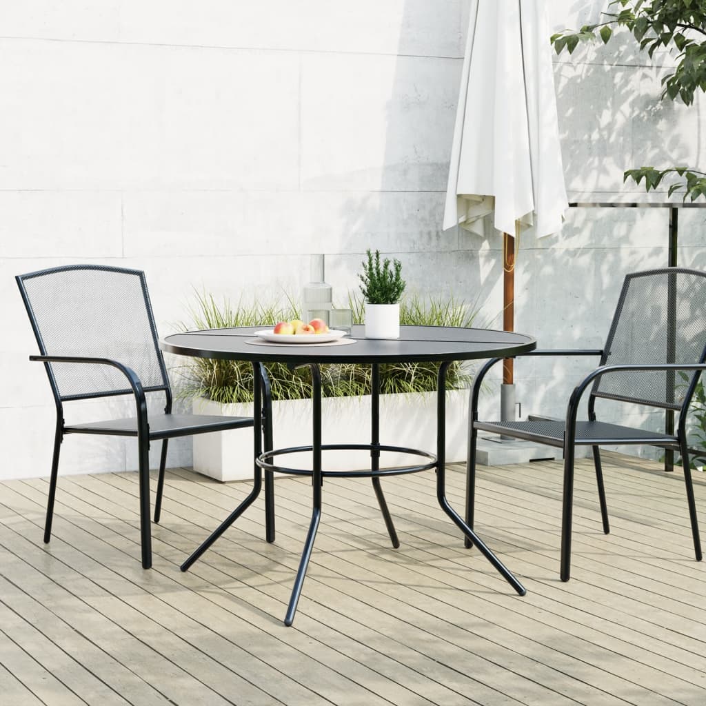 vidaXL Terrassentisch Rund Anthrazit Pulverbeschichteter Stahl