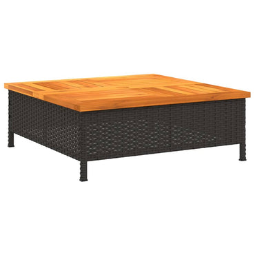 vidaXL Table de jardin noire 70x70x25 cm en rotin et bois d'acacia
