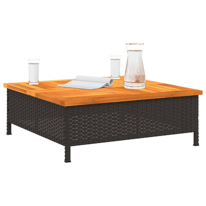 vidaXL Table de jardin noire 70x70x25 cm en rotin et bois d'acacia