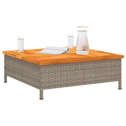 vidaXL Table de jardin Gris 70x70x25 cm Rotin et bois d'acacia