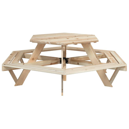 vidaXL Picknicktisch für 6 Kinder mit Sonnenschirm Sechseckig Tanne