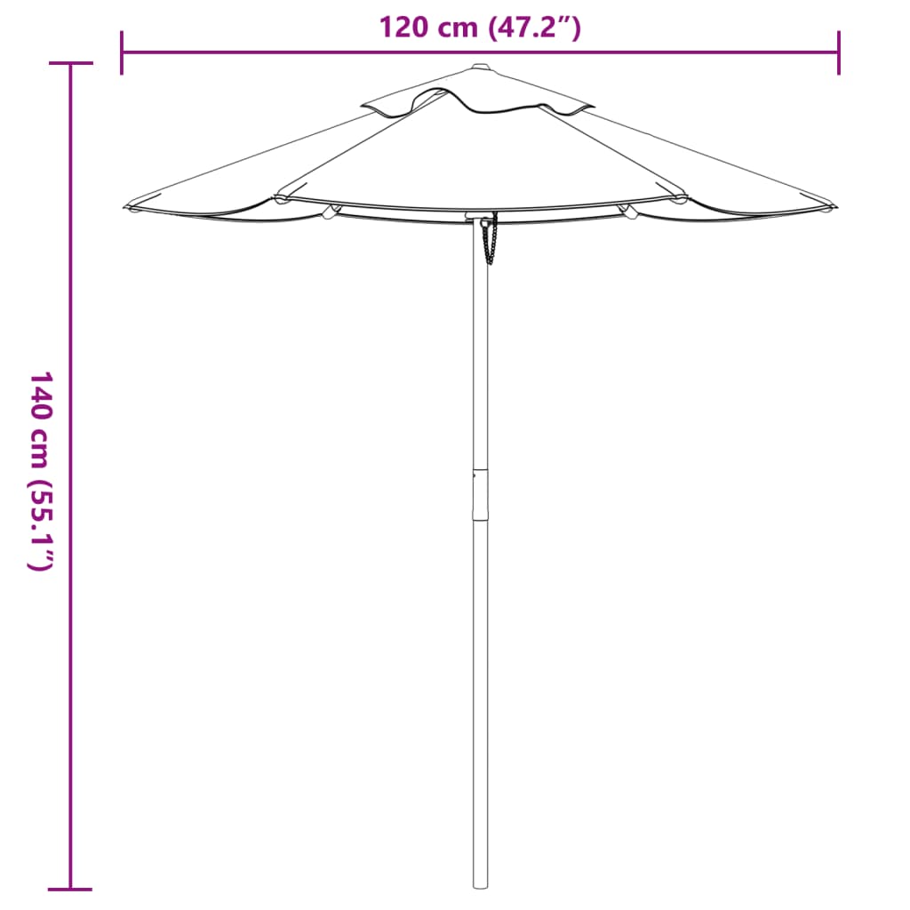 vidaXL Sonnenschirm für Kinder mit Holzmast Ø120x140 cm