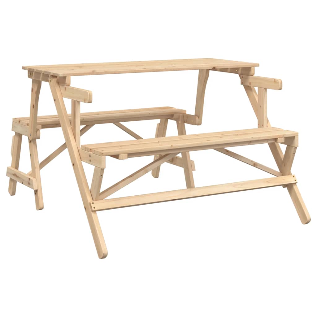 vidaXL Table de pique-nique avec bancs 2-en-1 en bois de sapin massif
