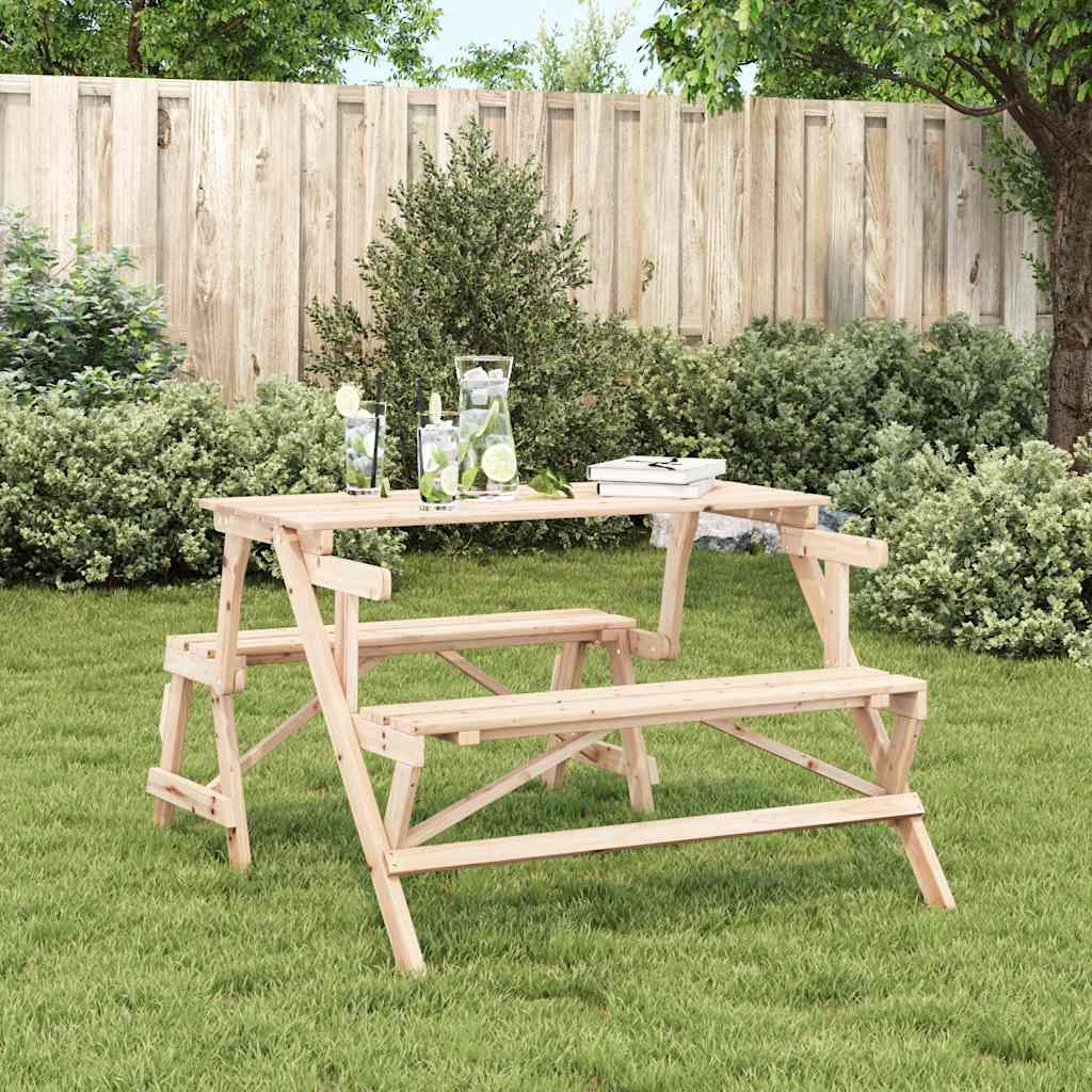 vidaXL Table de pique-nique avec bancs 2-en-1 en bois de sapin massif