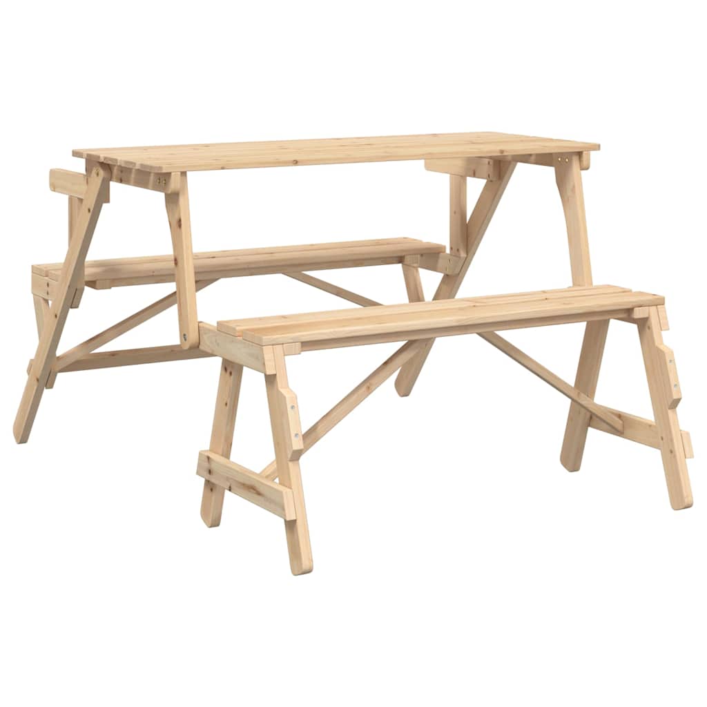 vidaXL Table de pique-nique avec bancs 2-en-1 en bois de sapin massif
