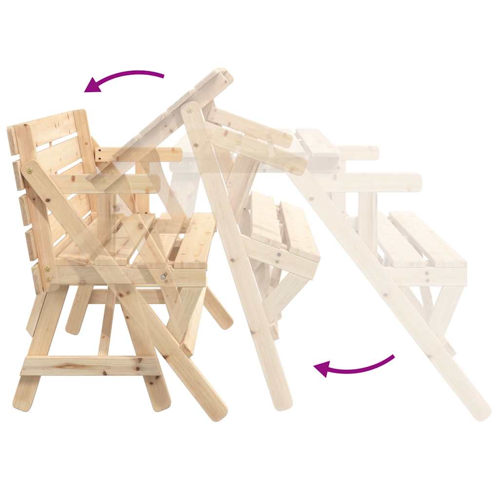 vidaXL Table de pique-nique avec bancs 2-en-1 en bois de sapin massif