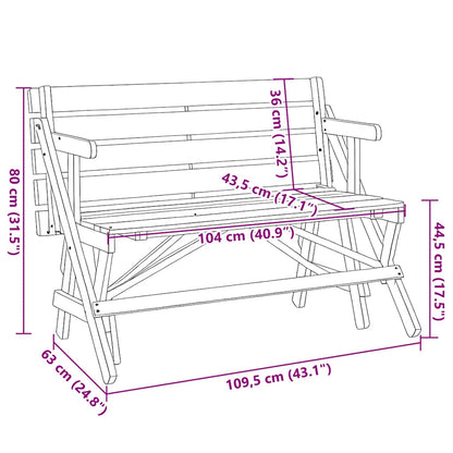vidaXL Table de pique-nique avec bancs 2-en-1 en bois de sapin massif
