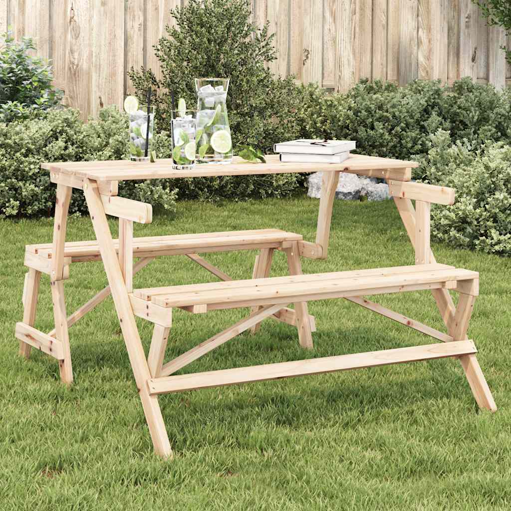vidaXL Table de pique-nique avec bancs 2-en-1 en bois de sapin massif