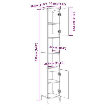 vidaXL Badschrank Sonoma-Eiche 30x30x190 cm Holzwerkstoff