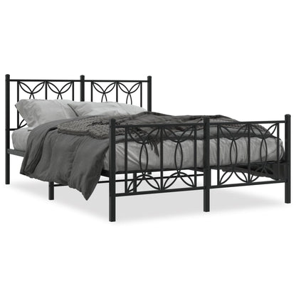 vidaXL Cadre de lit avec têtes et pieds de lit en métal Noir 135x190 cm