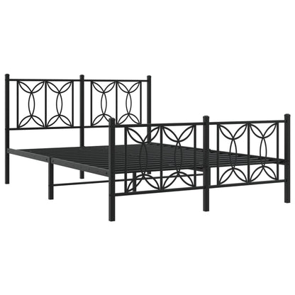 vidaXL Cadre de lit avec têtes et pieds de lit en métal Noir 135x190 cm