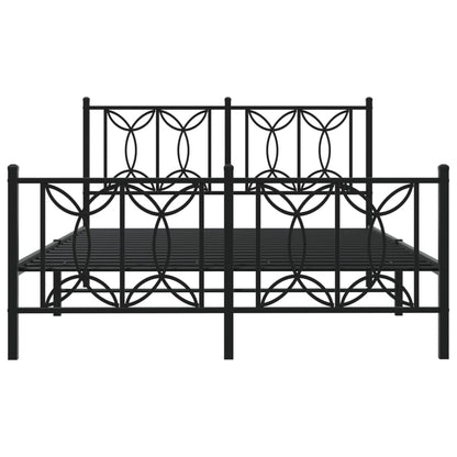 vidaXL Cadre de lit avec têtes et pieds de lit en métal Noir 135x190 cm