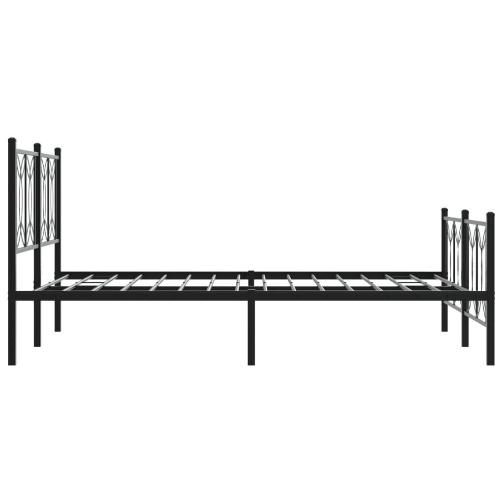 vidaXL Cadre de lit avec têtes et pieds de lit en métal Noir 135x190 cm