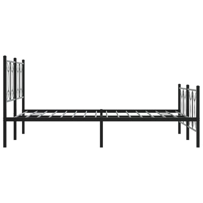 vidaXL Cadre de lit avec têtes et pieds de lit en métal Noir 135x190 cm