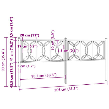 Ersatz-Kopfteil Metall Schwarz 200 cm