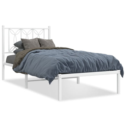 vidaXL Lit en métal sans matelas avec tête de lit Blanc 75x190 cm