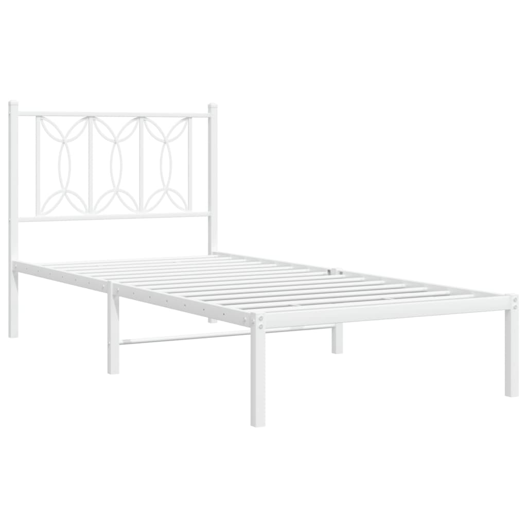 vidaXL Lit en métal sans matelas avec tête de lit Blanc 75x190 cm