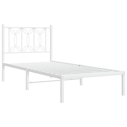 vidaXL Lit en métal sans matelas avec tête de lit Blanc 75x190 cm