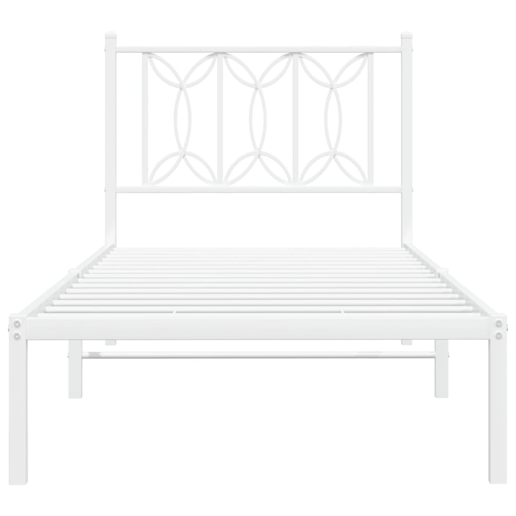vidaXL Lit en métal sans matelas avec tête de lit Blanc 75x190 cm