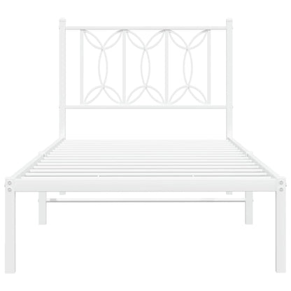 vidaXL Lit en métal sans matelas avec tête de lit Blanc 75x190 cm
