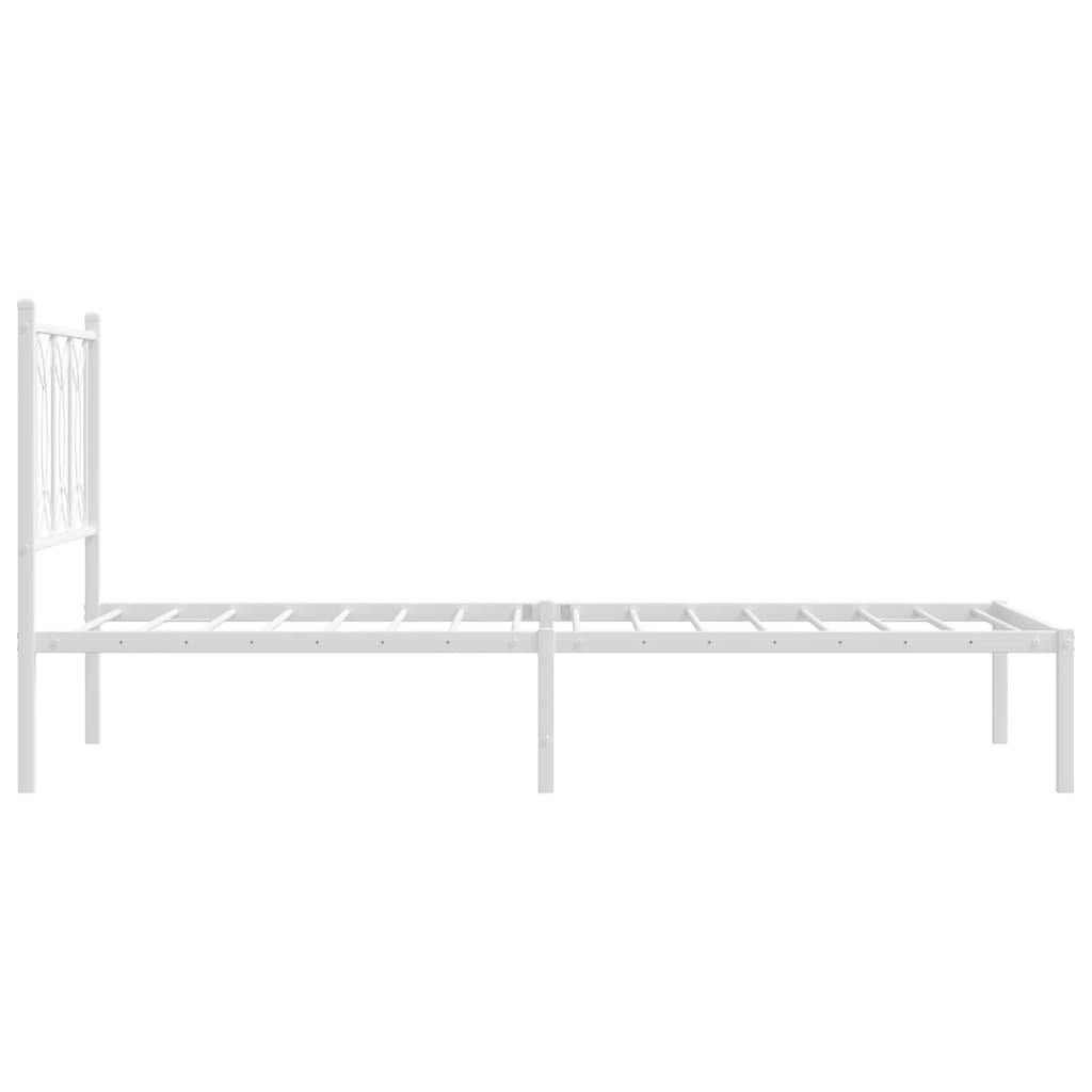 vidaXL Lit en métal sans matelas avec tête de lit Blanc 75x190 cm