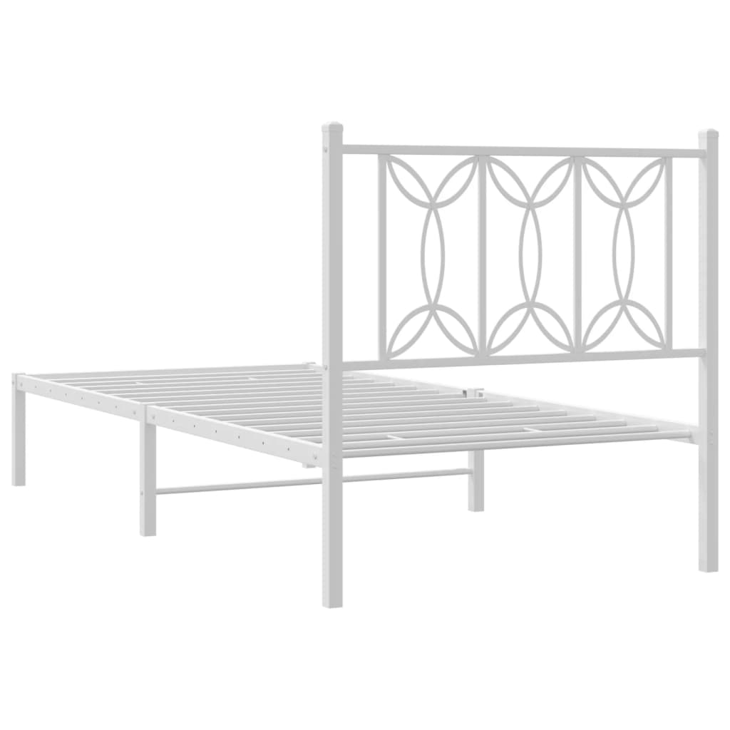vidaXL Lit en métal sans matelas avec tête de lit Blanc 75x190 cm