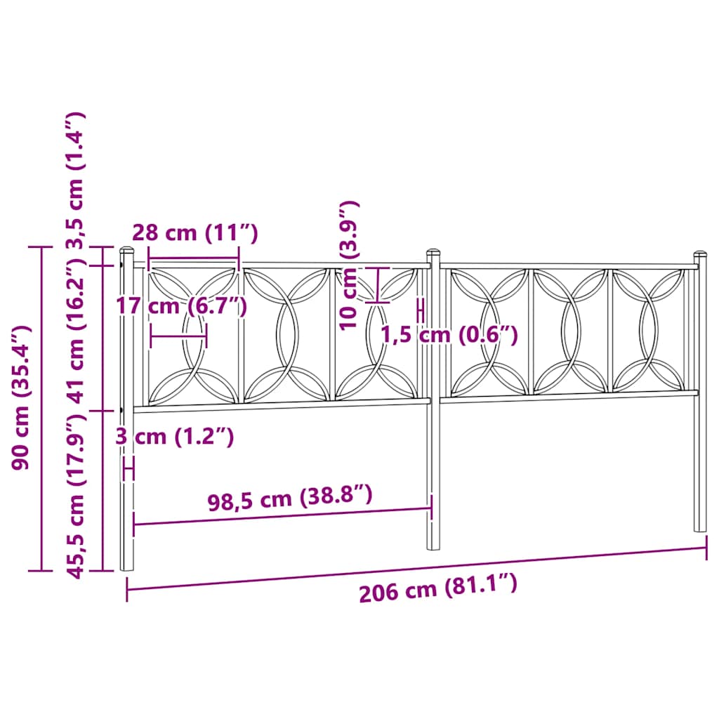 vidaXL Ersatz-Kopfteil Metall Weiß 200 cm