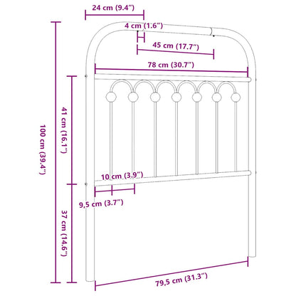 vidaXL Ersatz-Kopfteil Metall Schwarz 80 cm