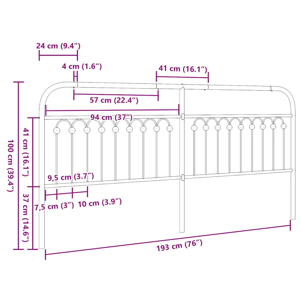 Ersatz-Kopfteil Metall Schwarz 193 cm