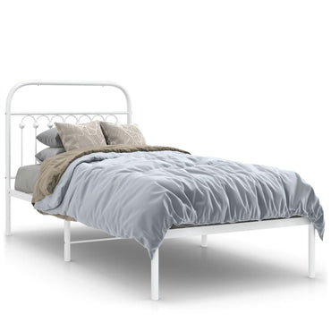vidaXL Cadre de lit avec tête de lit en métal blanc 90x200 cm
