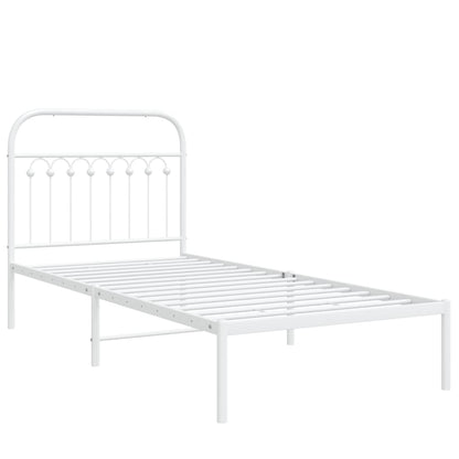 vidaXL Cadre de lit avec tête de lit en métal blanc 90x200 cm