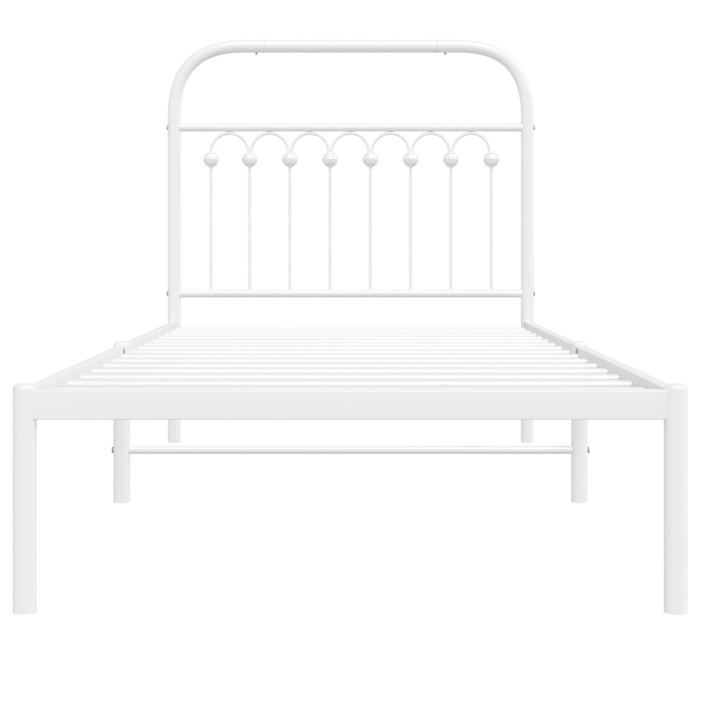 vidaXL Cadre de lit avec tête de lit en métal blanc 90x200 cm