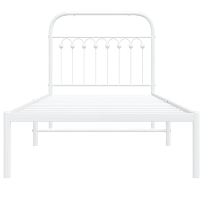 vidaXL Cadre de lit avec tête de lit en métal blanc 90x200 cm