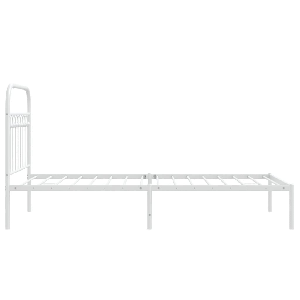 vidaXL Cadre de lit avec tête de lit en métal blanc 90x200 cm