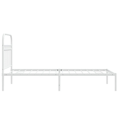 vidaXL Cadre de lit avec tête de lit en métal blanc 90x200 cm