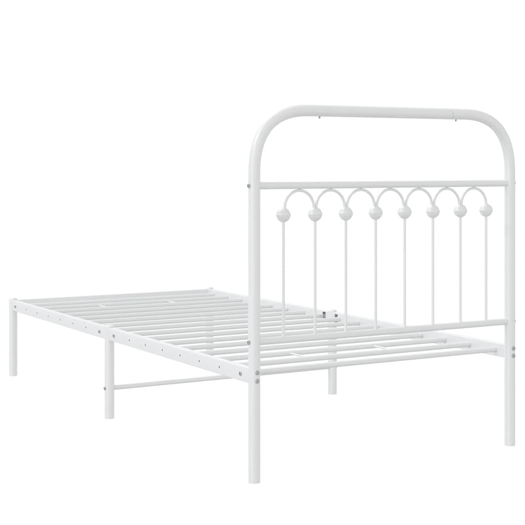 vidaXL Cadre de lit avec tête de lit en métal blanc 90x200 cm