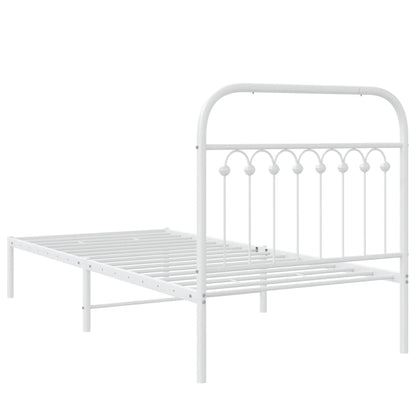 vidaXL Cadre de lit avec tête de lit en métal blanc 90x200 cm