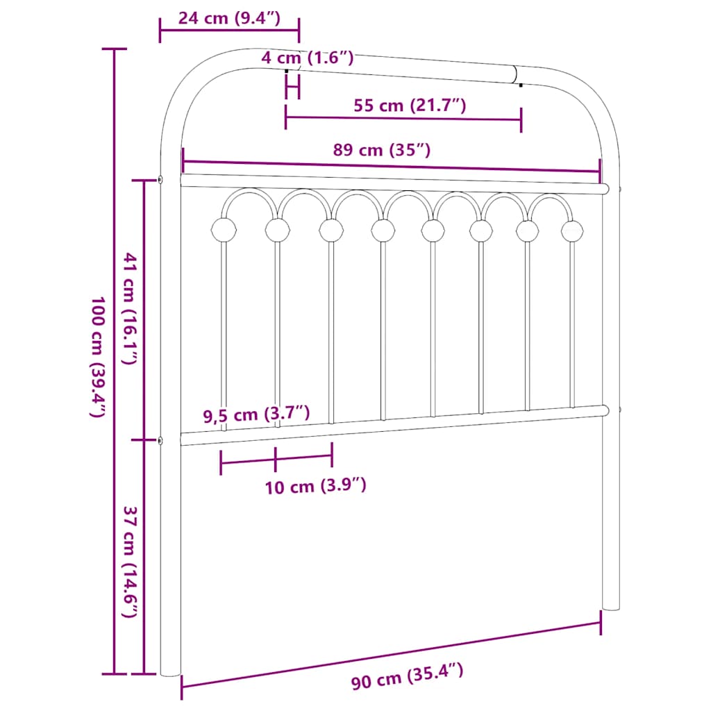 vidaXL Ersatz-Kopfteil Metall Weiß 90 cm