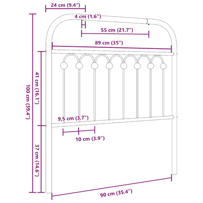 vidaXL Ersatz-Kopfteil Metall Weiß 90 cm