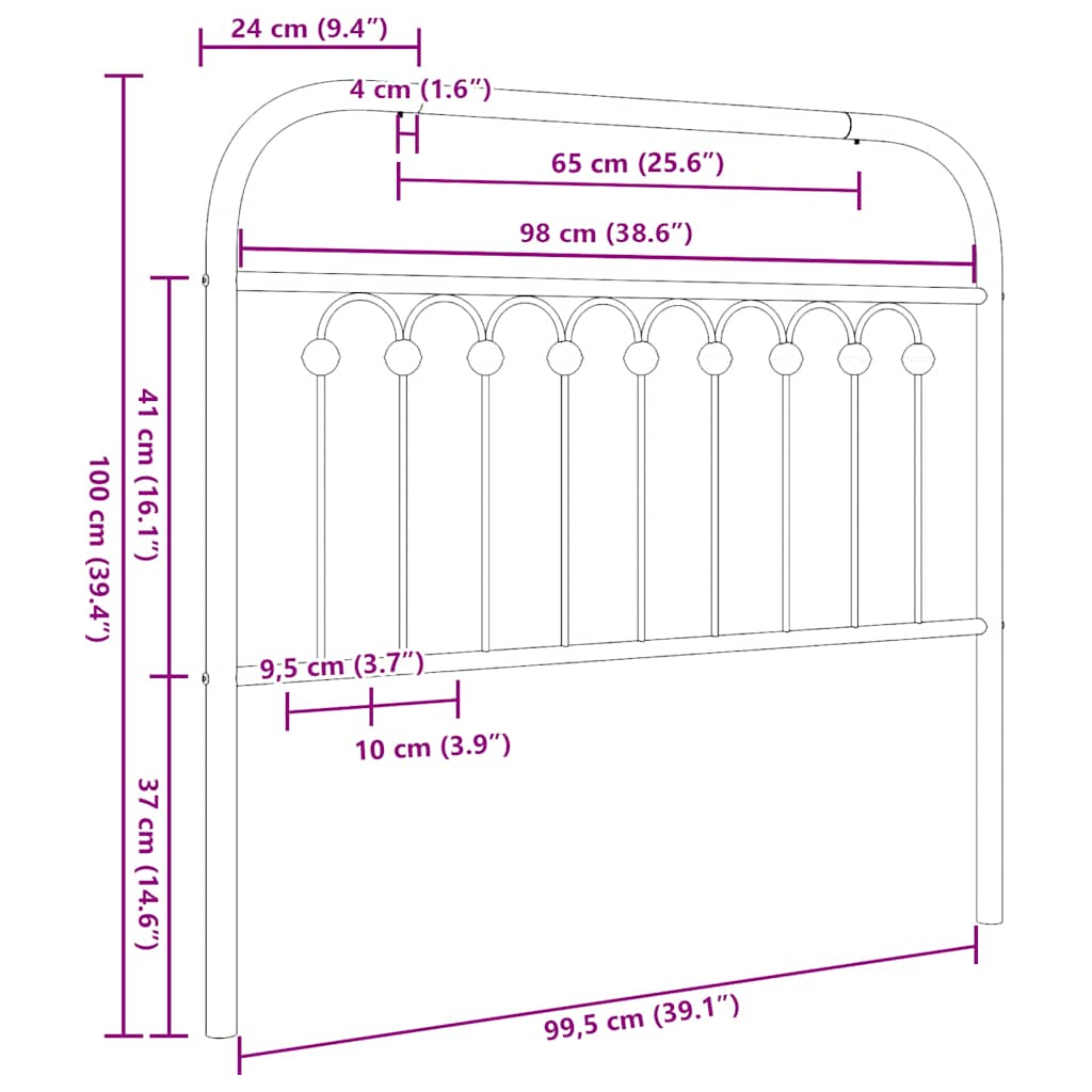 vidaXL Ersatz-Kopfteil Metall Weiß 100 cm