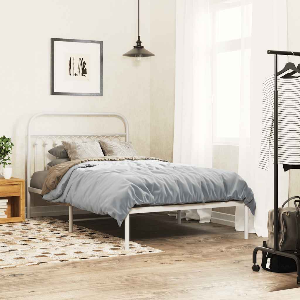 vidaXL Ersatz-Kopfteil Metall Weiß 107 cm