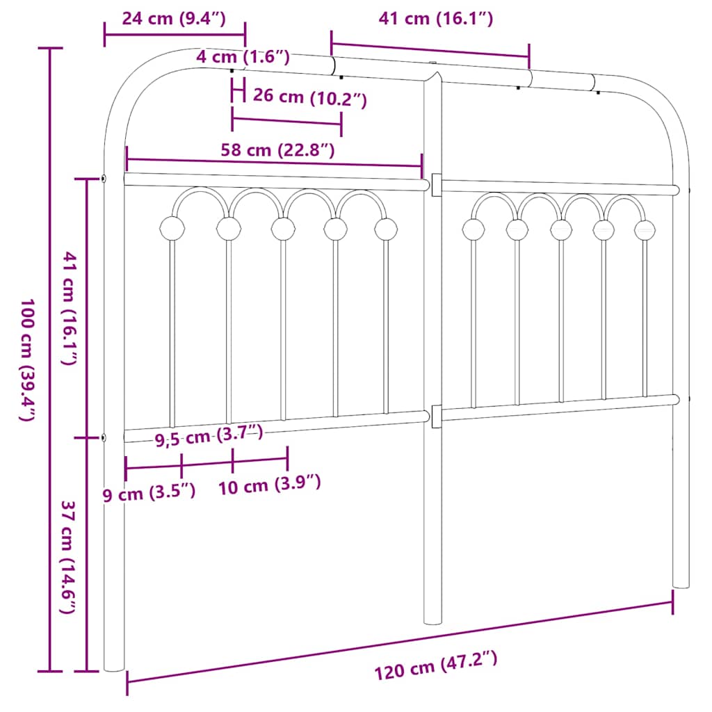 vidaXL Ersatz-Kopfteil Metall Weiß 120 cm