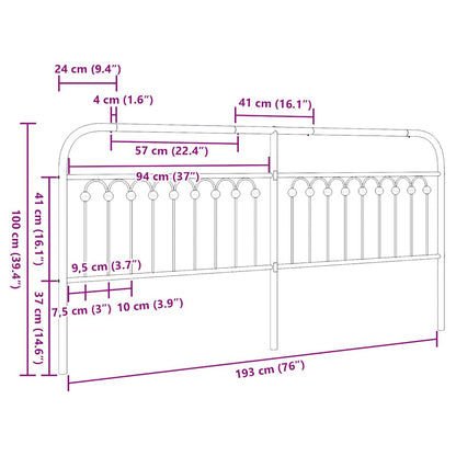 vidaXL Ersatz-Kopfteil Metall Weiß 193 cm
