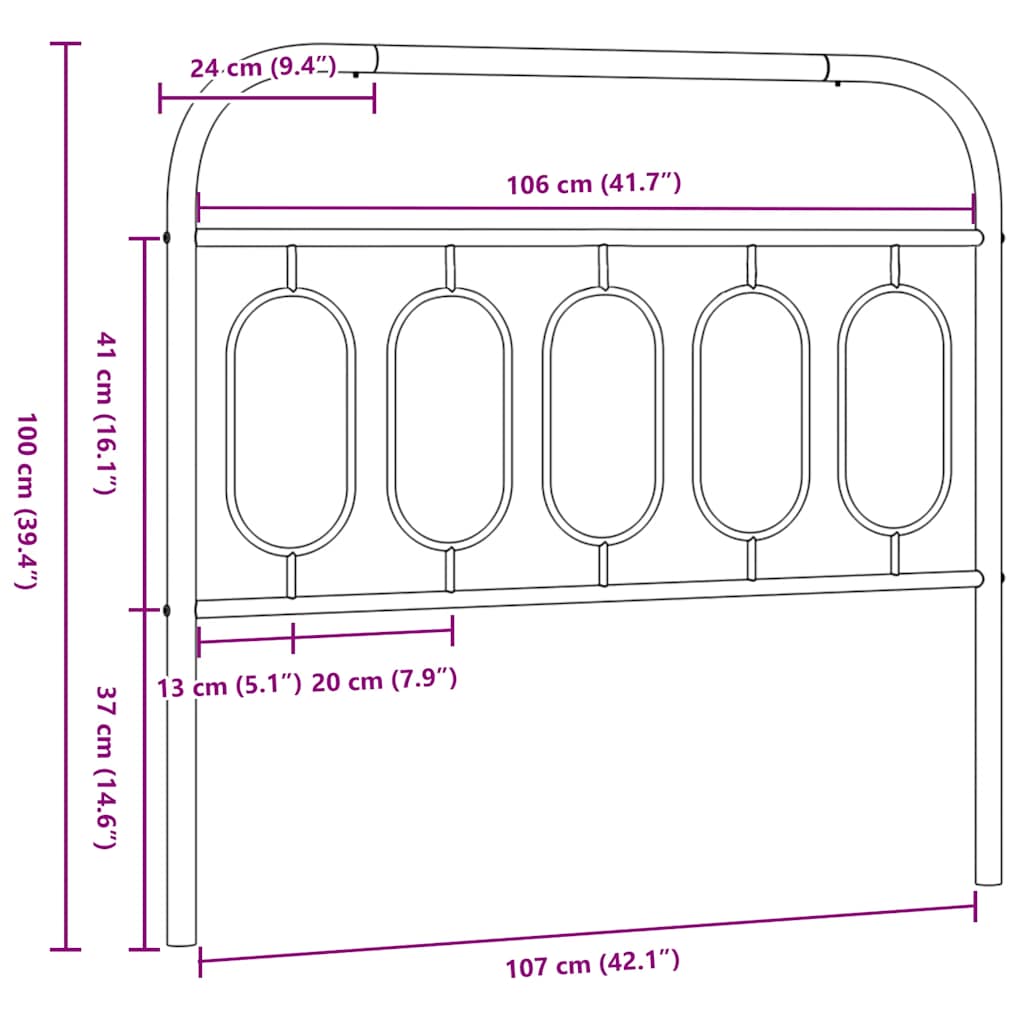 Ersatz-Kopfteil Metall Schwarz 107 cm