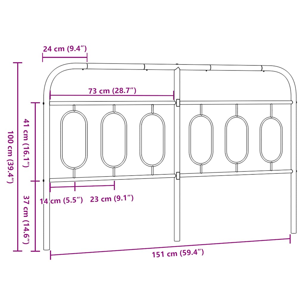 Ersatz-Kopfteil Metall Schwarz 150 cm