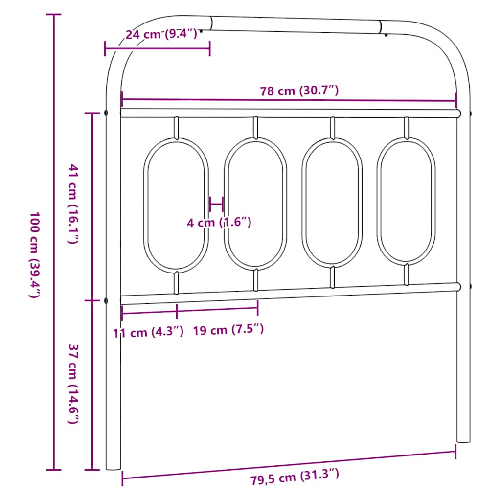 vidaXL Ersatz-Kopfteil Metall Weiß 80 cm